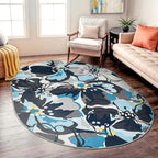 Rugshop Gray Large Floral Non-Slip Area Rug Fade Resistant for Living Room, Dining Room and Bedroom, 5' x 7' Oval