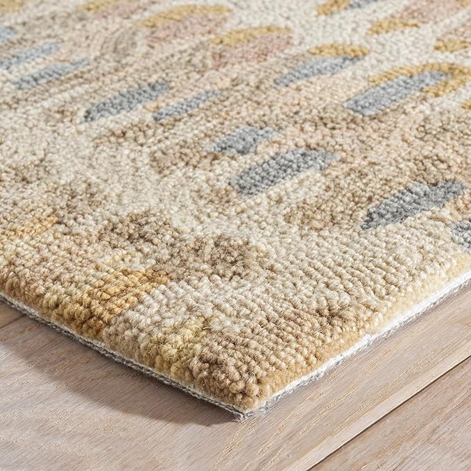 Dash & Albert Paint Chip Stone Hand Micro Hooked Wool Rug, 7.5 X 9.5 Feet, Multicolored/Browns Geometric Pattern