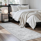 Runner Rug 2'x8' Washable Non-Slip Runner Rugs for Kitchen Bathroom Laundry Room Grey Vintage Floor Carpet Runners for Hallway Entryway
