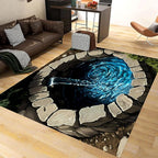 3D Well Waterfall Bedroom Carpet, 6x8ft, Visual Illusion Deep Hole Entrance Rug, Huge Stone Cracks Non-Slip Rugs, Cozy Breathable with Non Slip Backing Mat for Indoor Bedside