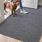 LUMI Ultra Thin Indoor Door Mat for Entrance 36"x56", Non Slip Entryway Mat, Low Profile Doormat, Unique Herringbone Design Carpet for Inside, Patio, Porch, Medium Gray