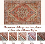angsoo Vintage 2x3 Washable Rug for Entryway, Non Slip Small Indoor Front Door Rug, Print Distressed Door Mat Carpet, Soft Low Pile Rugs for Entrance Kitchen Bedroom Bathroom