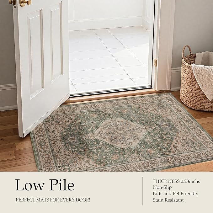 Area Rug Non Slip Machine Washable Ultra Soft Living Room/Bedroom/Kitchen/Outdoor/Classroom Celadon, 8'×10'
