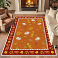 Fallen Leaves Carpet for Kitchen, 4x6ft, Autumn Pumpkins with Leave Orange Area Rug, Indoor Ultra-Thin Foldable Machine Washable Fun Pumpkin Bath Mat for Home Office Relax Room