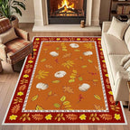 Fallen Leaves Carpet for Kitchen, 3x5ft, Autumn Pumpkins with Leave Orange Area Rug, Indoor Ultra-Thin Foldable Machine Washable Fun Pumpkin Bath Mat for Home Office Relax Room