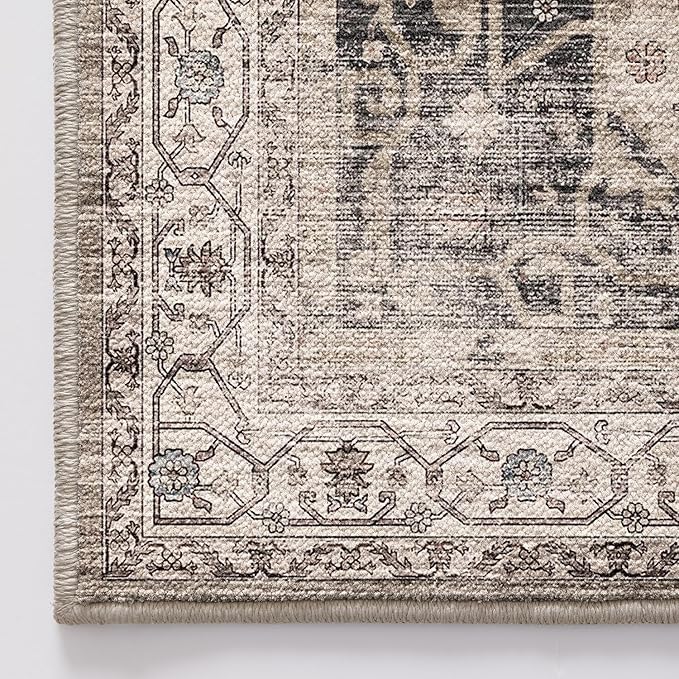 LUMI 4x6 Washable Area Rug for Living Room, Ultra Soft Traditional Rugs Non Slip with Rubber Backing, Low Profile, High Traffic, Stain Resistant Carpets, Ideal for Bedroom, Dining Room, Indoor