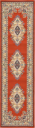 Unique Loom Reza Collection Traditional Persian Style Area Rug, Runner 2' 7" x 10' 0", Terracotta/Ivory