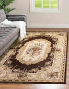 Rugs.com Chateau Collection Rug – 7' 10 x 11' Brown Medium Rug Perfect for Living Rooms, Large Dining Rooms, Open Floorplans