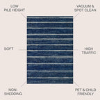 JONATHAN Y Williamsburg Minimalist Stripe Navy/Cream Indoor Area Rug, 8x10, Contemporary, Modern, Easy-Cleaning for Living Room, Bedroom, Kitchen, Pet Friendly, Non-Shedding (MOH201C-8)