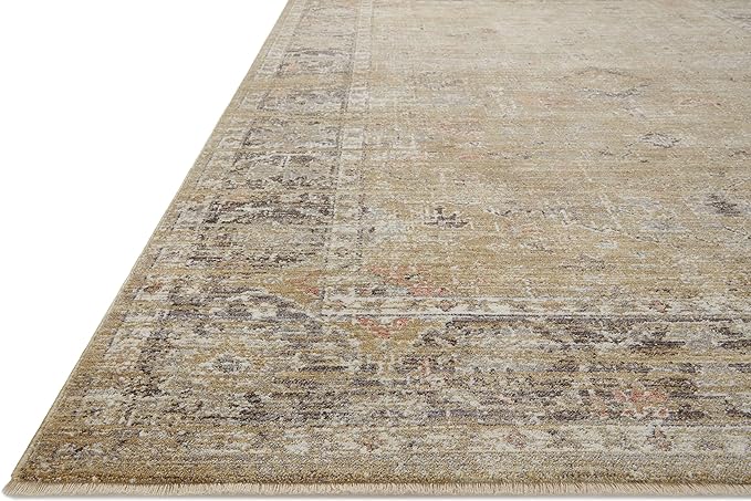 Loloi Magnolia Home by Joanna Gaines Millie Collection MIE-03 Gold/Charcoal 7'-10" x 7'-10", .25" Pile Height, Round Area Rug