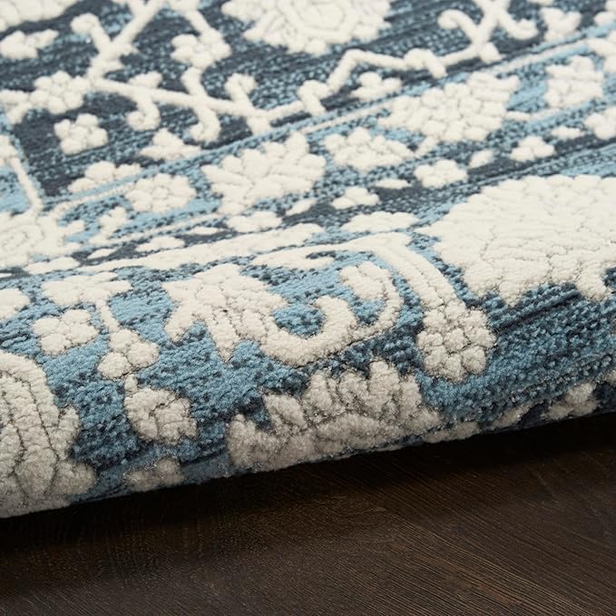 Nourison Home Grace Blue 7'10" x 9'10" Area Rug - Easy Clean, Non Shedding, Bed Room, Living Room, Dining Room, Kitchen (8' x 10')