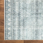Bloom Rugs Caria Washable Non-Slip 10 ft Runner - Teal/Ivory Geometric Runner for Entryway, Hallway, Bathroom, and Kitchen - Exact Size: 2'6" x 10'