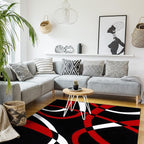 2305 Geometric Abstract Red Black 6x9 Area Rugs for Living Room