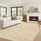 Art&Tuft Washable Rugs 6x9, Low Pile Area Rugs for Living Room - Non Slip and Stain Resistant Soft Thin 6x9 Rug for Bedroom, Dining Room, Kitchen, Office, Brown