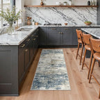 GENIMO Runner Rug Non Slip 2'6"x6', Washable Rug Runner for Hallways Kitchen, Abstract Modern Kitchen Rugs, Low Pile Lightweight Carpet Runners for Entryway, Bedroom, Laundry, Navy Blue