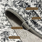 Washable Area Rug 9' x 12' Vintage Traditional Persian Mat - Foldable Distressed Non-Slip Machine Washable Carpet for Living Room Bedroom Kitchen Home Decor - Graphite and Mist