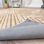 Alfa Rich 4x6 Geometric Gold Off White Washable Area Rugs for Living Room Bedroom Kitchen Cotton Rug
