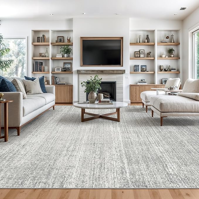 Valenrug Washable Rugs 5x8 - Stain Resistant 5x8 Area Rugs for Living Room, Non Slip Backing Printed Rugs for Bedroom, Folable Machine Washable Area Rug (5'x8', Grey)