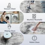 10x14 Washable Area Rugs - Modern Abstract Large Rugs for Living Room Non-Slip Low Pile Soft Machine Washable Carpet for Bedroom, Under Dining Table, Nursery, Farmhouse (10'x14' Dark Grey)