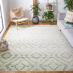 SAFAVIEH Adirondack Collection Area Rug - 9' x 12', Ivory & Green, Modern Diamond Distressed Design, Non-Shedding & Easy Care, Ideal for High Traffic Areas in Living Room, Bedroom (ADR131X)