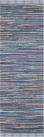 SAFAVIEH Rag Rug Collection Runner Rug - 2'3" x 6', Purple & Multi, Handmade Boho Stripe Cotton, Ideal for High Traffic Areas in Living Room, Bedroom (RAR121D)