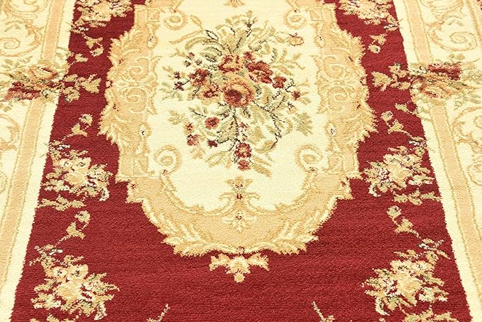 Unique Loom Versailles Collection Traditional Classic Floral Motif Area Rug (4' 0 x 6' 0 Rectangular, Burgundy/ Ivory)