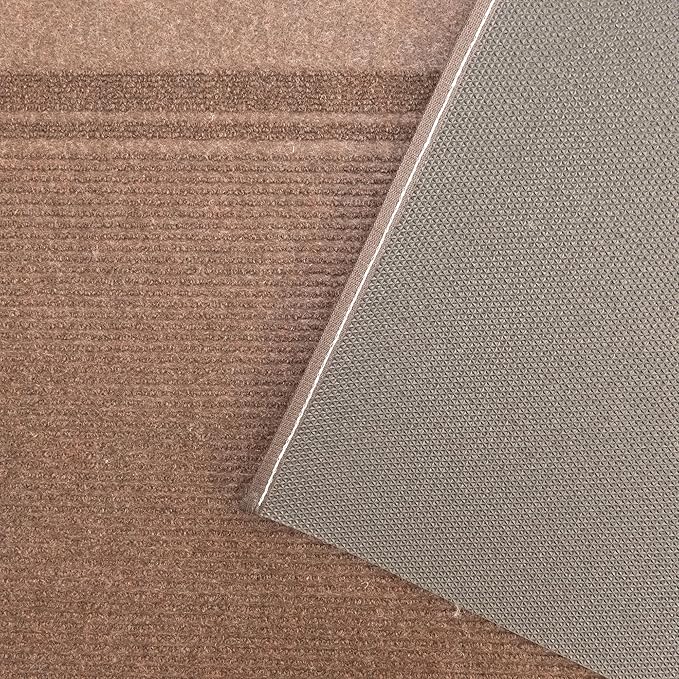 English Home Custom Size Non Slip Striped Design Light Weight Durable PVC Backing Thin Pile Runner Rug (26" x 10')