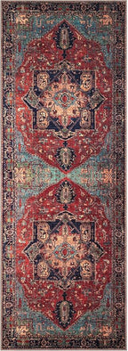 Keen Home Design 2x10 Rug - Machine Washable Runner Rug with Non-Slip Backing, Ideal for Hallway, Entryway, Kitchen, Laundry Room - Vintage, Easy Clean, Durable, Low Pile - (2'6" x 10')