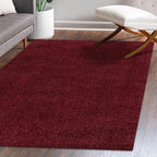 Eyely UES100Q-5 Supersoft Haze Solid Low-Pile Indoor Area Rug Casual;Contemporary;Solid;Traditional, Bedroom, Kitchen, Living Room, Easy-Cleaning, Non-Shedding, 5 X 8, Dark Red