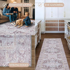 Washable Area Rug. Modern Farmhouse. Vintage. Turkish. Bohemian. Distressed. Oriental. Traditional. Rugs for Living Room. Dining. Bedroom. Office. Entryway. Foyer. (861PP, 9' x 12')