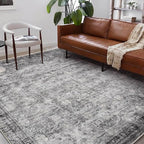 Washable Area Rug 9'x12' Retro Boho Design Non-Shedding Easy Care Ideal for High Traffic Areas in Living Room Bedroom Office Coffee Table Kitchen Large Carpet