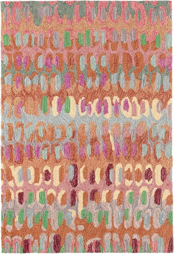 Dash and Albert Paint Chip Wool Area Rug - 2' x 3' Clay Graphic Hand Micro Hooked Accent Rug - Durable, High Traffic Areas Hallway, Living Room, Stairs