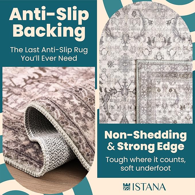 Istana 4x6 Rug - Pale Rose Beige Area Rugs 4x6 - Kid & Pet Friendly Machine Washable Rugs - 4 x 6 Area Rug Non Slip & Non Shedding Area Rug - Foldable Rug for Room for Bedroom
