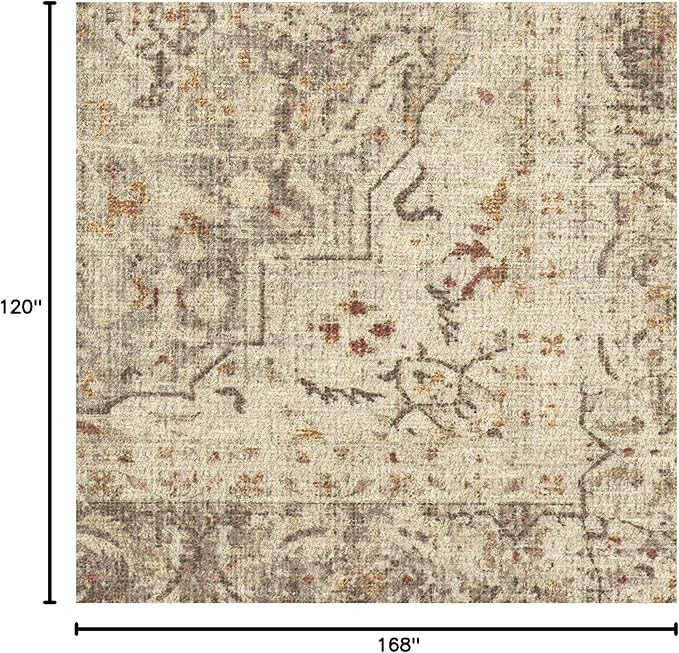 RUGGABLE Washable Vintage Area Rug – Sarrah Hazel 10x14, Stain-Resistant, Non-Slip – Large Machine Washable Rugs for Living Room, Bedroom, Hallway, Entryway & Office–with Standard Pad