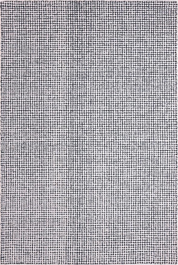 Hand-Tufted 100% Wool Pile Area Rug – Geometric Textured Grid Check Pattern – Thick and Durable Floor Carpet for Bedroom, Living Room, Kids Room, and Dining Area (Charcoal Gray, 9' x 11')