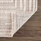 Hauteloom Lunao Farmhouse Living Room Bedroom Moroccan Square Pattern Abstract Runner Rug - Soft Shaggy High Low Carpet - High Pile - Bohemian, Boho - Gray, Brown, Beige, Cream - 2'7" x 7'3"