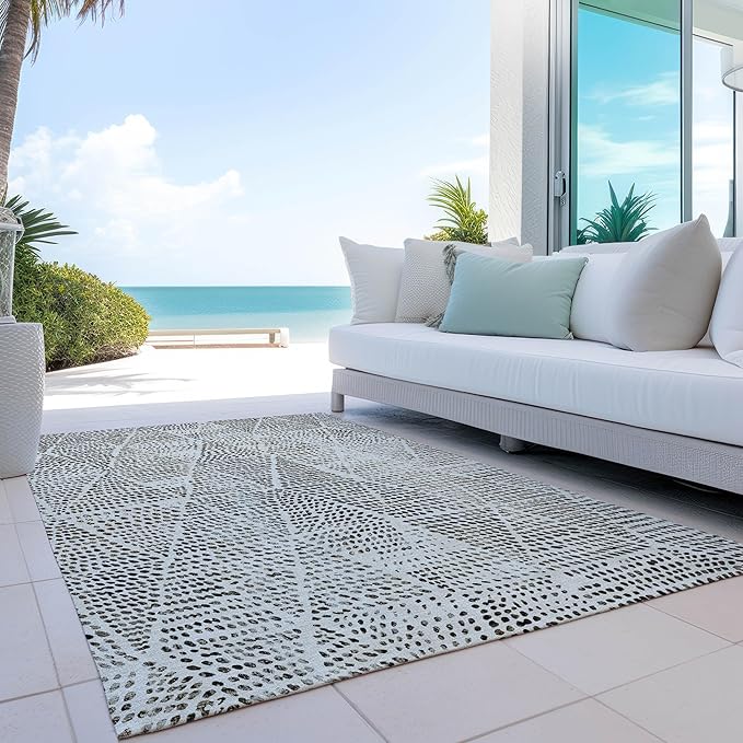Addison Rugs Chantille ACN591 Ivory 8' x 10' Indoor Outdoor Area Rug, Easy Clean, Machine Washable, Non Shedding, Bedroom, Living Room, Dining Room, Kitchen, Patio Rug