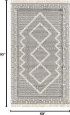 Mark&Day Wool Rugs, 5x7 Nishnabotny Cottage Dark Gray Area Rug, Grey Beige Carpet for Living Room, Bedroom or Kitchen (5' x 7'6")