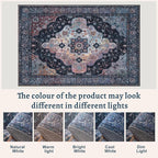 Tangsoo 2.6x8 Washable Runner Rug for Hallways, Non Slip Vintage Runner, Soft Low Pile Long Rug Runner, Print Distressed Navy Carpet Runners for Kitchen Bedroom Entryway Bathroom Living Room