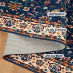 Tangsoo 2x3 Washable Rugs for Entryway, Small Area Vintage Floral Rug Non-Slip Soft Low Pile Rugs, Small Carpet Door Mat, Front Door Indoor Throw Rug for Entrance Kitchen Entry, Home Decor Navy Blue