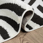 Abani Nomad Cream & Black Area Rug 2' x 3' for Living Room, Bedroom - Black Linear Curves Design - Durable & Easy to Clean