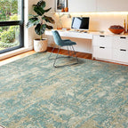 WITSHOCK Living Room Area Rugs 8x10：Modern Abstract Machine Washable Large Rug for Bedroom Dining Room Non-Slip Stain Resistant Home Office Decor,Teal Brown