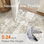 Runner Rug 2x8 Beige Machine Washable Modern Abstract Hallway Carpet Non Slip Neutral Long Carpet Low Pile Soft Non Shedding Contemporary Rug for Bathroom Laundry Kitchen Bedroom