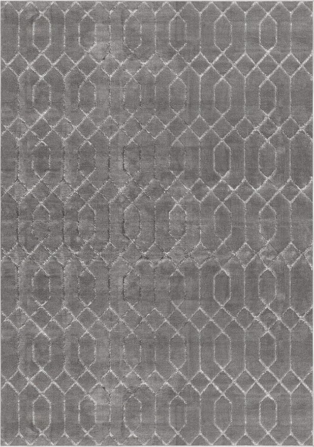 Unique Loom Glam Collection Area Rug - Trellis (10' x 14' 1" Rectangle, Gray Silver/ Silver)
