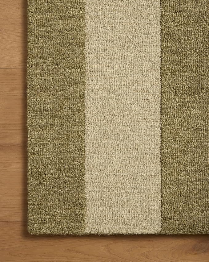 Loloi Leanne Ford Craven Collection CVN-01 Light Olive/Oatmeal 8'-6" x 11'-6" Area Rug Geometrical, Patterned, Neutral, Living Room, Bedroom, Dining Room