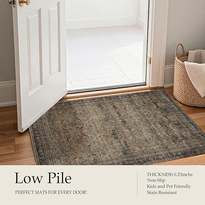 Area Rug Non Slip Machine Washable Ultra Soft Living Room/Bedroom/Kitchen/Outdoor/Classroom Vintage Brown, 4'×6'