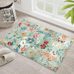 Green Area Rug 2x3 Entryway Floral Boho Door Mat Indoor Washable Kitchen Carpet Non Slip Bedroom Lightweight Low Pile Accent Rug for Bathroom Living Room Office Dining Room