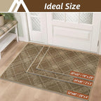 COSY HOMEER Plaid Door Mat 32" x 48",Dirt Trapper Entryway Rugs,Non-Slip Washable Farmhouse Doormat,Low Profile Welcome Mats for Paws Taupe