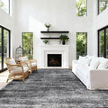 8x10 Area Rugs for Living Room, Abstract Black Boho Rug for Bedroom Design, Black and White 8 x 10