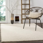 SAFAVIEH Area Rug 4x6 - Natura Collection - Ivory, Handmade Wool Blend, Textured Design, Ideal for Living Room, Bedroom, Dining Space (NAT620A)